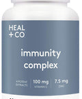 HEAL + CO. Immunity Complex | 4 Herbal Extracts + Vit C + Zinc | 120 Capsules