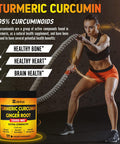 6 in 1 Turmeric Curcumin + Ginger Capsules, 95% Curcuminoids, Equivalent to 13050mg, with Ginger, Garlic Bulb, Bromelain, Moringa, Black Pepper, Joint Inflammatory & Absorption Support
