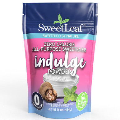 Sweetleaf Indulge Powder Sugar Replacement - All-Purpose Allulose and Monk Fruit Sweetener Blend with Inulin and Stevia Zero-Calorie Sugar Substitute Sugar- Baking Supplies 16 Oz