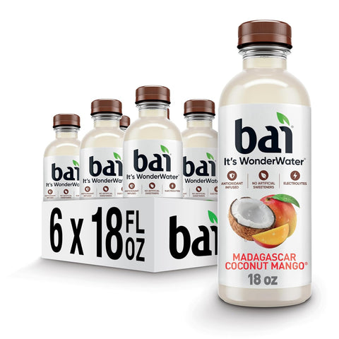 Bai Antioxidant Infused Water Beverage, Molokai Coconut, with Vitamin C and No Artificial Sweeteners, 18 Fluid Ounce Bottle, 12 Pack