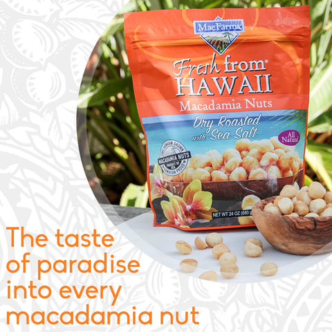 Macadamia Nuts MacFarms Dry Roasted Macadamia Nuts 24 OZ (1 Pack) Premium Roasted Nuts with Sea Salt Fresh From Hawaii Sea Salt Flavored Healthy Snack