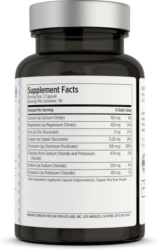 Les Labs Lyte Fuel - Electrolyte Replacement Endurance Performance Muscle Cramping & Keto Support - Magnesium Zinc Potassium & Chromium - Non-GMO Supplement - 100 Capsules