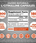Zazzee High Strength L-Citrulline Malate, 1800 Mg Per Serving, 180 Vegan Capsules, 60 Day Supply, High Absorption With Superior