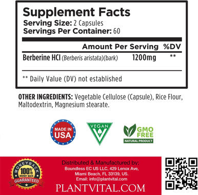Plantvital Bundle Berberine 500Mg-120 Capsules And Wholefood Multivitamins 180 Capsules -2Packs -Wellness Booster