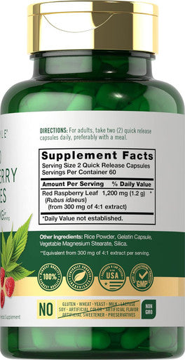 Carlyle Red Raspberry Leaf Capsules | 1200mg | 120 Count | Non-GMO and Gluten Formula | Traditional Herbal Extract