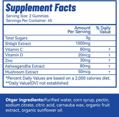 Shilajit Gummies 1000 Mg, Organic Shilajit Supplement, 85+ Trace Minerals, With Ashwagandha, Mushroom - Energy, Brain, Immunity Support, For Men & Women - 120 Count
