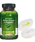 Irwin Naturals Aloe & Triphala Active Cleanse + Probiotics Natural Digestive Support (60 Ct.) - Gentle, Effective Detox + Elimination - Nourish + Balance - Bundle Pill Case