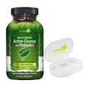 Irwin Naturals Aloe & Triphala Active Cleanse + Probiotics Natural Digestive Support (60 Ct.) - Gentle, Effective Detox + Elimination - Nourish + Balance - Bundle Pill Case