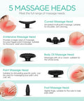 Back Massager Handheld For Muscles Relaxation, Percussion Massager For Pain Relief Deep Tissue,Variable Intensity With 5 Multi-Functional Heads For Neck, Shoulder, Legs Mh560, Black