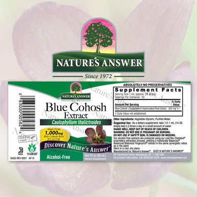 Nature'S Answer Alcohol- Blue Cohosh Root 1-Fluid Ounce | Childbirth Support | Hot Flash Reliever Menopausal Aid | Women's Health