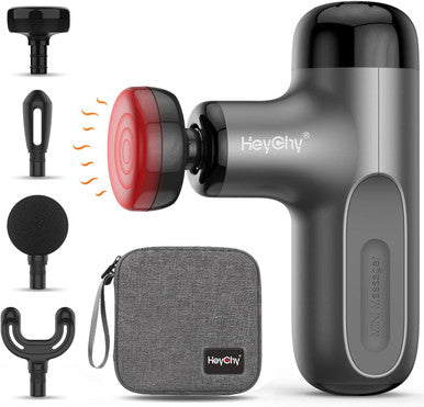 Mini Massage Gun With Heat, Deep Tissue Massage Gun, Portable Percussion Muscle Massager With 4 Massage Heads For Athletes