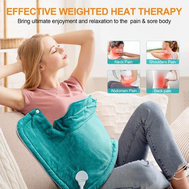 Heating Pad For Neck And Shoulders And Back, Valentines Day Gifts For Her Him, Birthday Gifts For Women Mom Mother, Weighted Neck And Shoulder Heating Pads, 6 Heat Settings 4 Auto-Off,17"X23" Blue