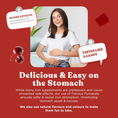 Chewable Iron Supplement For Women and Men Cherry Flavor Iron Vitamin C Soft Chew For Max Absorption Iron As Ferrous Fumarate Ideal For Anemia And Iron Deficiency 2 Month Supply
