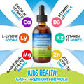 Liquid Calcium Citrate Drops With L-Lysine 500Mg, Magnesium & Zinc, Calcium Citrate 600Mg Supplement With Vitamin D3 & K2 For Kids & Adults, Muscle & Bone Support, Immune, Brain & Lip Health, 2 Fl Oz