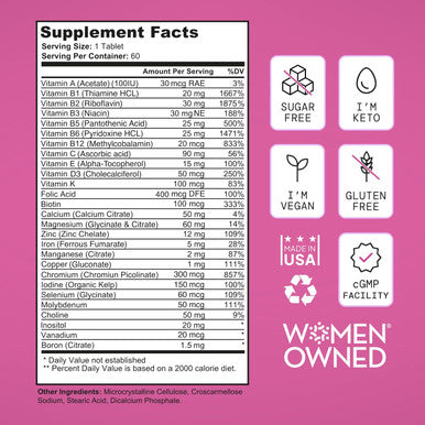 Vegan Multivitamins For Women -Expert Designed 28 Nutrients Boost Energy, Sleep, Skin & Reduce Cravings - Womens Multivitamin, Keto, Vegan,Gluten Free, Keto- Usa, 2-Month Supply