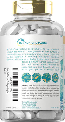 Carlyle Marine Collagen Pills | 250 Caplets | Wild Caught Collagen Peptides | Non-GMO Gluten
