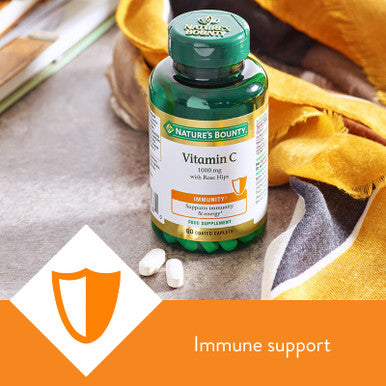 Nature's Bounty Vitamin C 1000 Mg With Rose Hips - Pack Of 60 Coated Caplets - Supports Immunity And Energy - Vegan And Gluten Free