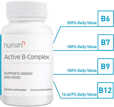 HumanN Active BComplex Daily Energy Mood Enhancing Supplement 30 FastMelting Tablets