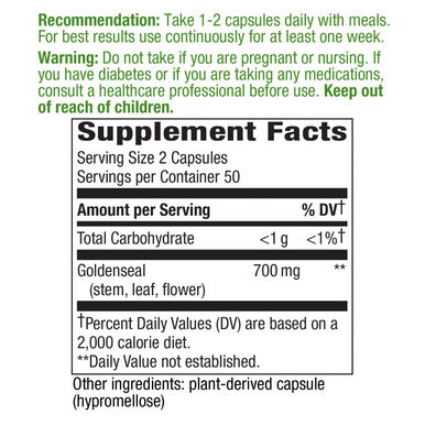 Nature'S Way Premium Herbal Goldenseal Herb 700 Mg Per Serving 100 Vcaps