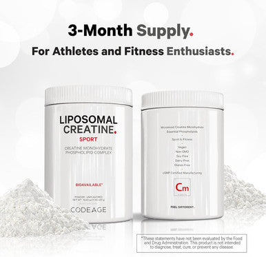 Codeage Liposomal Creatine Powder Supplement - 3-Month Supply - 5000mg Creatine Monohydrate Pre Workout & Post Workouts - Unflavored Creatine Pure Creatine Powder Creatinine for Sports - 90 Servings