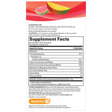 Nature Made Wellblends Active Immune Defense Fizzy Drink Mix Resistaid Vitamin C 500Mg Vitamin D 1000 Iu Zinc And Electrolytes Powder 14 Stick Packs