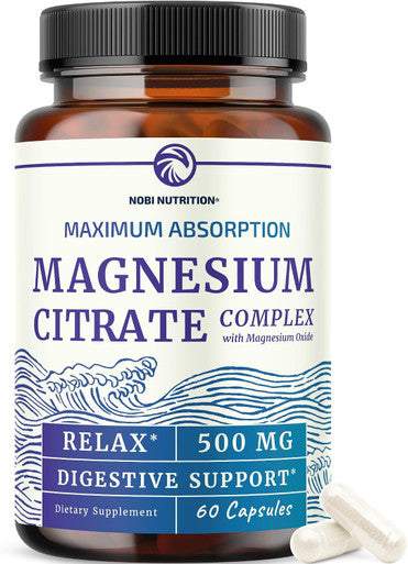 Magnesium Citrate Complex 500 MG Constipation Calm & Relaxation Support | High Absorption Magnesium Supplement Digestion Support Citrato de Magnesio Non-GMO & Soy-Free 120 Mag Citrate Capsules