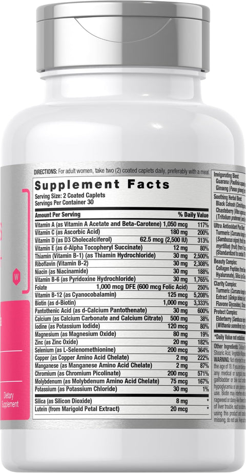 Horbaach Women's Multivitamin 50 Plus 60 Coated Caplets Advanced Vitamin Formula NonGMO and Gluten Free Supplement