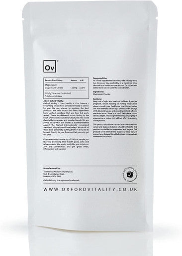 Ov Oxford Vitality | Magnesium Power | Electrolytes Protein Synthesis (250g)