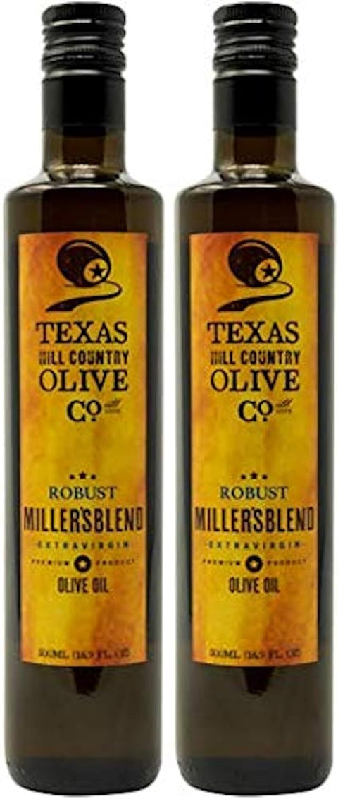 Texas Hill Country Olive Co Miller's Blend Extra Virgin Olive Oil - Cold Pressed EVOO Gourmet Olive Oil - Rich & Robust - Perfect for Dressing & Dipping - Award Winning & Made in Texas (16.9 oz)