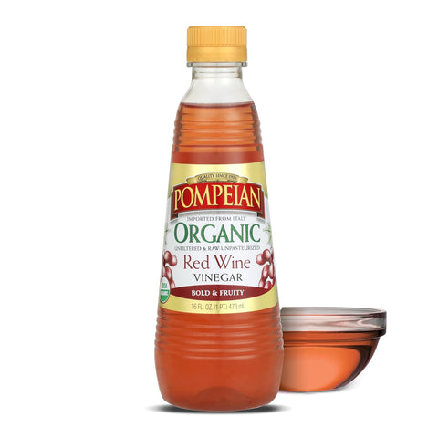 Pompeian Gourmet Red Wine Vinegar - 30 fl oz | Vinegar for Cooking - Bold and Fruity Flavor for Salad Dressings, Marinades, and Sauces