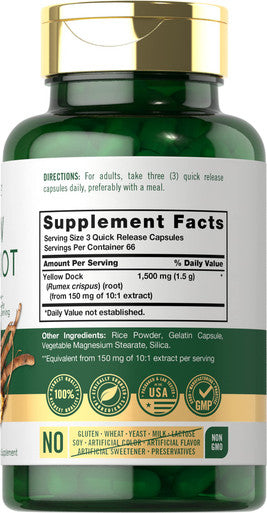 Carlyle Yellow Dock Root Capsules 1500Mg | 200 Count | Non-Gmo, Gluten Free | High Potency Formula | Traditional Herb