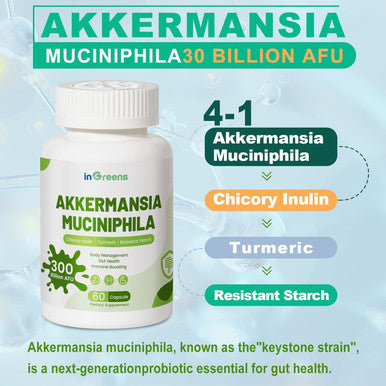 Akkermansia Muciniphila Probiotic For Gut Management - Glp-1 Boosting Supplement With Chicory Inulin, Turmeric, Resistant Starch, Vegan & Gluten - 30 Day Supply