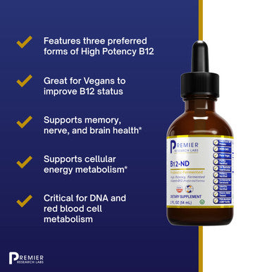 Premier Research Labs B12-Nd - High-Potency Vitamin B12 - Supports Energy Levels, Memory & More - Brain Focus For Vegetarians
