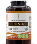 Stevia 120 Capsules, 1000 mg, USDA Organic Stevia Rebaudiana Dried Leaf (120 Capsules)