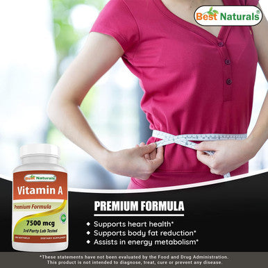 Best Naturals Vitamin A 25000 IU (7500 mcg) Non-GMO Formula Supports Healthy Vision & Immune System and Healthy Growth & Reproduction 180 Softgels (180 Count (Pack of 2))