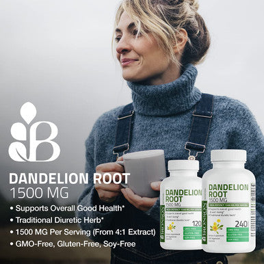 Bronson Dandelion Root 1500 MG High Potency, Supports Overall Good Health & Well-Being, Traditional Diuretic Herb - Non-GMO, 120 Vegetarian Capsules