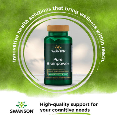Swanson Pure Brainpower Brain Health Cognitive Memory Focus Support Brain-Derived Neurotrophic Factor (BDNF) Herbal Supplement (Ginkgo Biloba Bacopa Monnieri) 60 Veggie Capsules (Veg Caps) Vegan