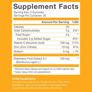 SkinnyFit Immunity Gummies w/Vitamin C, Zinc, & Elderberry, Helps Boost Immunity, Healthy Aging, Antioxidant Support, Vegan-Friendly, 60 Count
