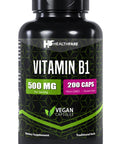 Healthfare Vitamin B1 500Mg | 200 Capsules | Thiamine Supplement | Supports Overall Health | Non-Gmo | Gluten Free (200 Capsules)