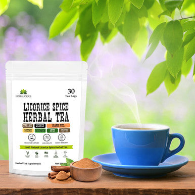 HERBALICIOUS Organic Licorice Spice Herbal Tea - Non-Gmo And Gluten Free Premium Natural Licorice Spice Tea Bags - Soothing And Caffeine Free Naturally Spicy Sweet Herbal Tisane - 30 Tea Bags