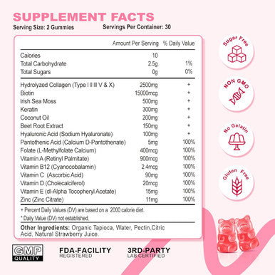 2 Pack Collagen Gummies For Women Men, Sugar Protein Collagen Gummies, 2500Mg Hydrolyzed Collagen Peptide Type I Ii Iii V X With Biotin Vitamin C A B D E For Skin Hair Nails Joint Muscle
