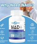 Nad+ Dietary Supplement 200Mg Capsules For Women And Men, Anti Aging, Dna Repair, Metabolic Activator, Energy And Brain Function, -Nicotinamide Adenine Dinucleotide, 60 Days Supply, 120Count