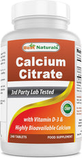 Best Naturals Calcium Citrate with Vitamin D-3 240 Tablets (240 Count (Pack of 1))