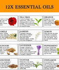 Top 12 Essential Oils Set, 100% Pure Natural Aromatherapy Essential Oil Gift Set(Rose, Jasmine, Vetiver, Chamomile, Sandalwood,Tea Tree, Frankincense, Cinnamon, Lavender, Lenmon, Orange, Peppermint)