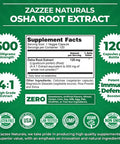 Zazzee Osha Root 4:1 Extract, 500 Mg Strength, 120 Vegan Capsules, 4 Month Supply, Concentrated And Standardized 4X Extract, 100%