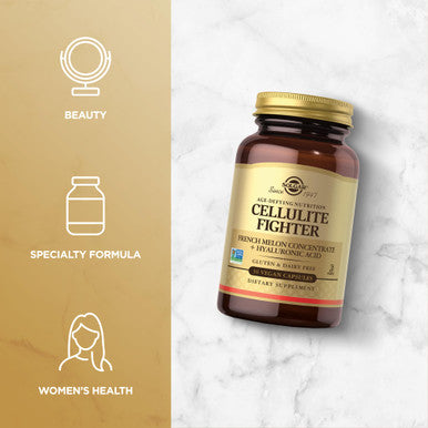 Solgar Cellulite Fighter Age-Defying Nutrition For Women Promote Beautiful Skin With French Melon Concentrate + Hyaluronic Acid And Vitamin C Once Daily Vegan Dairy Soy Gluten Free 30 Servings
