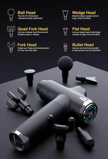 Fusion Black Pro Deep Tissue Massage Gun For Athletes - Percussion Massager For Pain Relief, Muscle Therapy And Relaxation