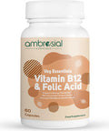 Ambrosial Ambrosial Vitamin B12 1000 mcg + 500 mcg Folic Acid | 1500 mcg | Folic Acid | Reduction of Tiredness & Fatigue | B12 Supplement | Immune System Energy & Brain Support (Pack of 1-60 Capsules)