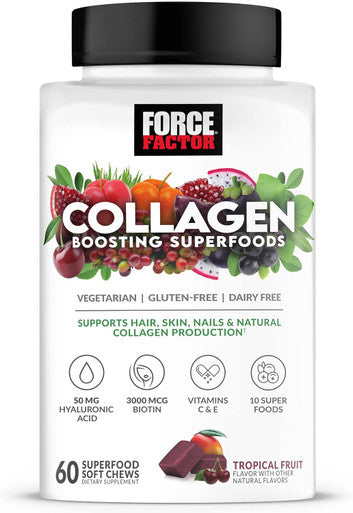 Force Factor Smarter Greens Superfood Chews Greens and Superfoods with Probiotics & Collagen Boosting Superfoods with Biotin Hyaluronic Acid Bamboo and Hair Skin