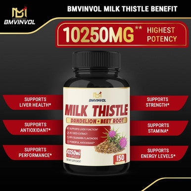 5 Months Supply Milk Thistle Extract Capsules 7 Herbs Equivalent to 10250 mg Health Cleanse and Detox Supplement Enhanced Beet Root Cissus Dandelion More Liver Support Pills Supplement